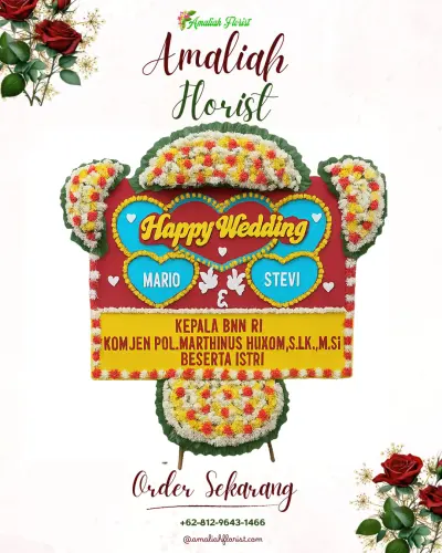 Karangan Papan Bunga Pernikahan di Baqa